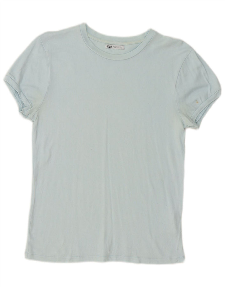 T-shirt Zara da donna Top UK 10 Small blu in viscosa