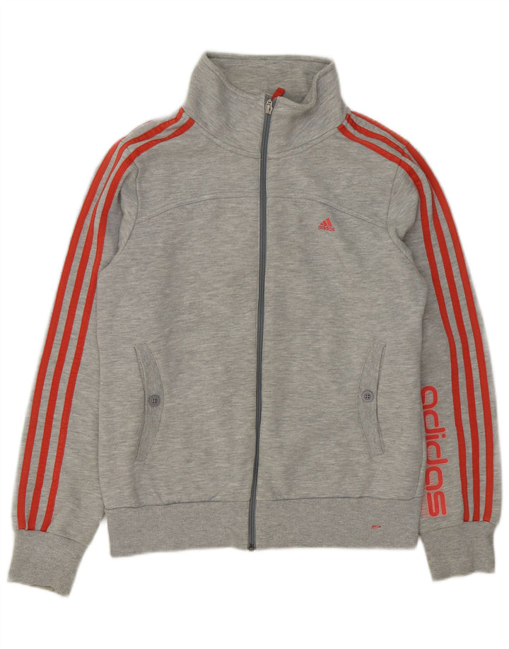 Giacca da ginnastica grafica da donna Adidas UK 16 grande cotone grigio