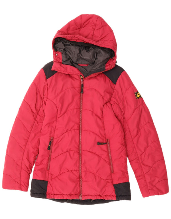 JACK WOLFSKIN Giacca imbottita con cappuccio da donna UK 10 Small Pink Colourblock
