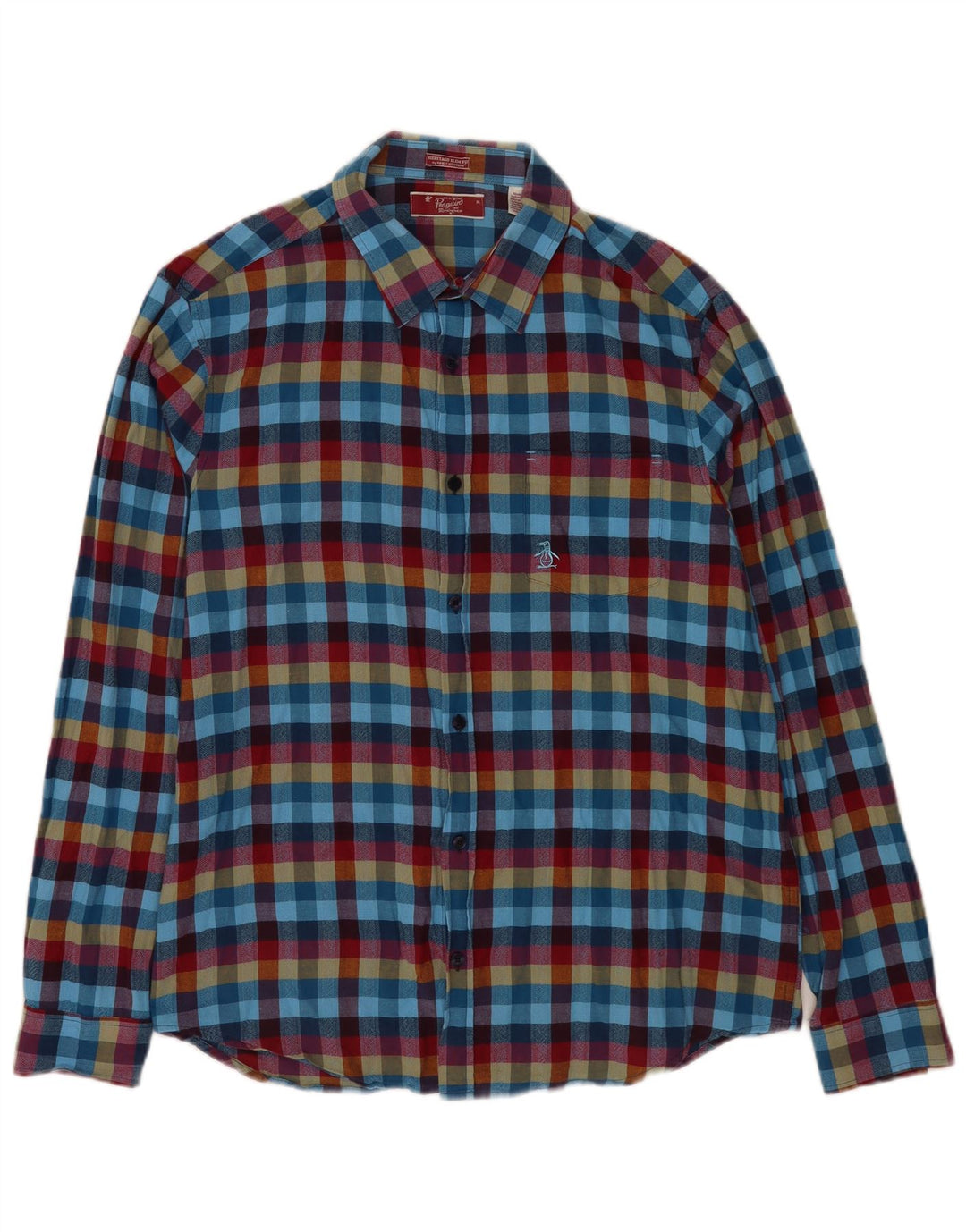 Penguin Camicia Heritage da uomo slim fit XL in cotone a quadri multicolore