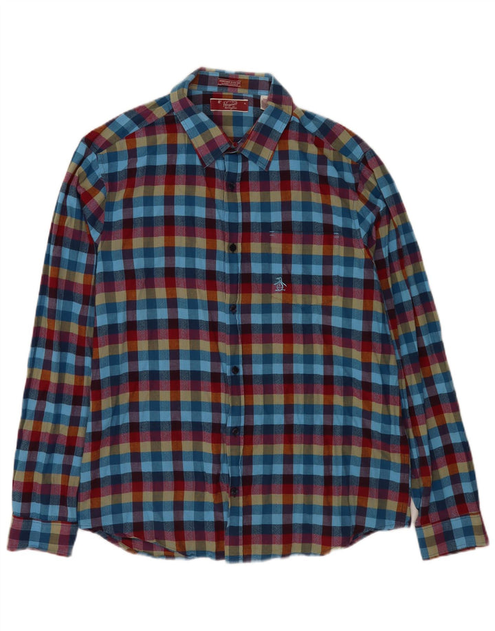 Penguin Camicia Heritage da uomo slim fit XL in cotone a quadri multicolore