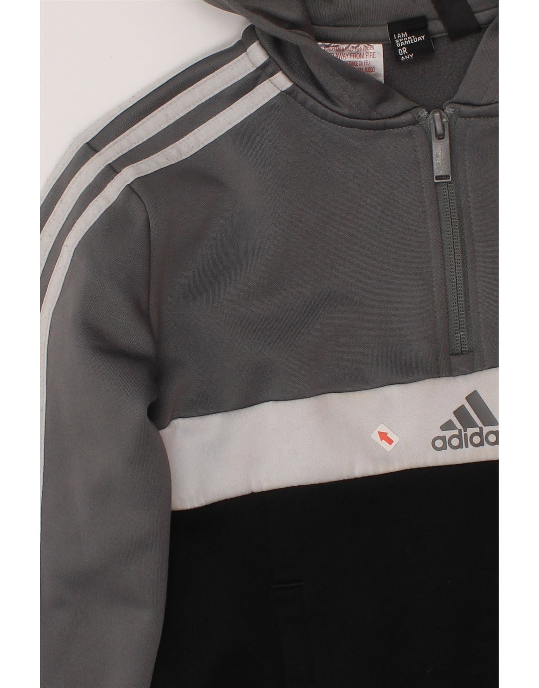 Felpa con cappuccio da ragazzo Adidas 9-10 anni in poliestere color block grigio