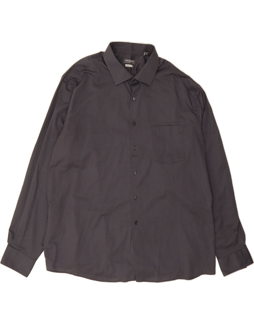 VAN HEUSEN Mens Regular Fit Shirt Size 18 1/2  2XL Grey Cotton Vintage Van Heusen and Second-Hand Van Heusen from Messina Hembry 