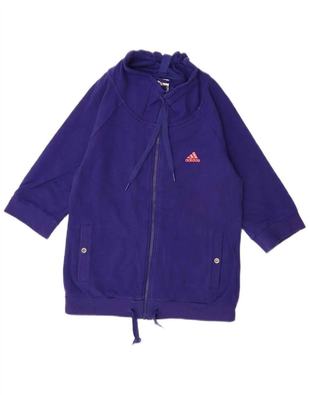 Felpa da donna con maniche a 3/4 ADIDAS UK 10 piccola in cotone blu