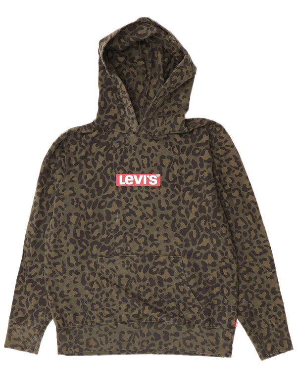 Levi's Maglione con cappuccio grafico da uomo in cotone con stampa animalier kaki medio