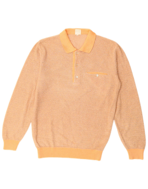 Maglione maglione collo alto da donna VINTAGE UK 14 cotone arancione medio