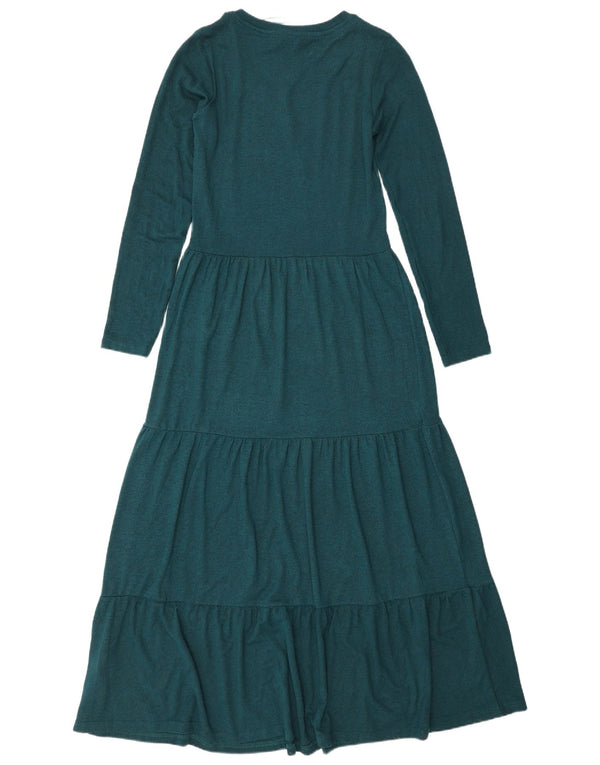 Abito lungo da donna a maniche lunghe Weird Fish UK 8 piccolo in viscosa verde