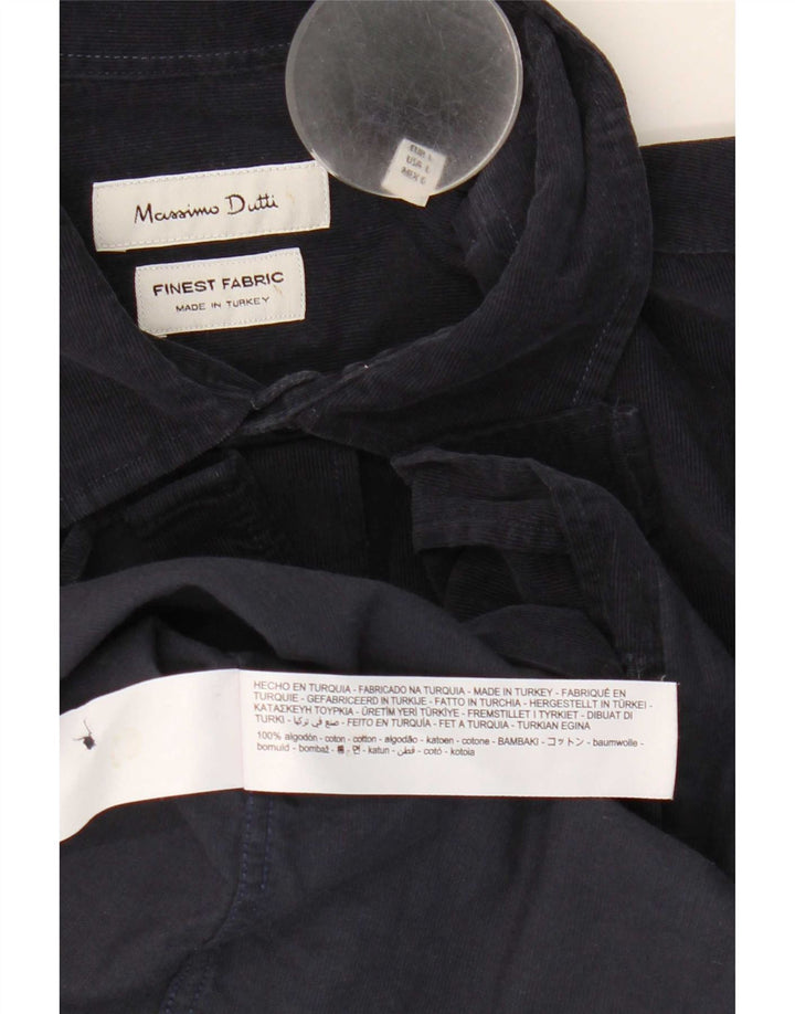Camicia da uomo in velluto a coste Massimo Dutti, cotone blu navy grande