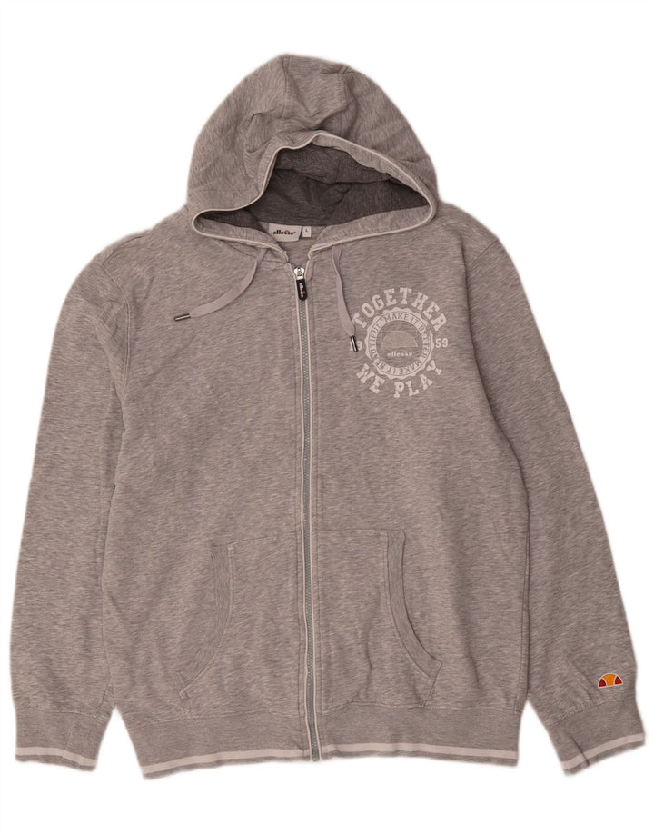 Maglione con cappuccio e zip grafica da uomo Ellesse, grande, in cotone grigio