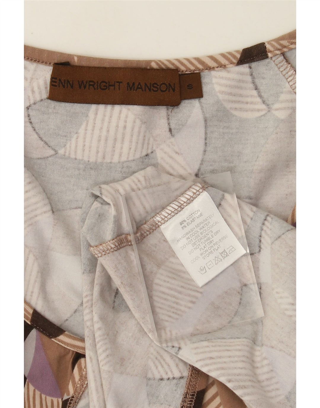 Abito a trapezio da donna Fenn Wright Manson UK 8 piccolo cotone geometrico beige