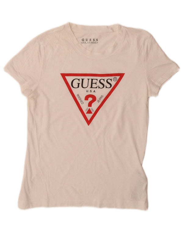 T-shirt grafica da donna Guess Top UK 6 XS cotone bianco