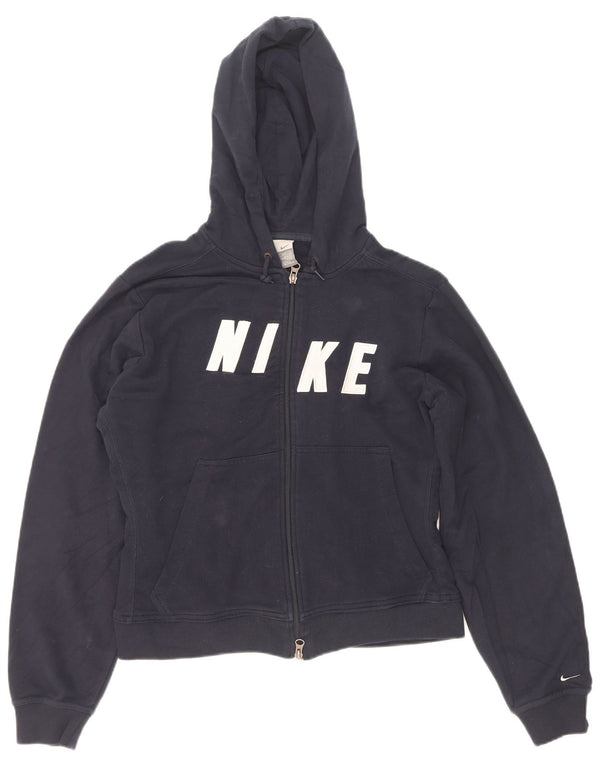 Felpa con cappuccio e zip grafica Nike da donna UK 16/18 XL Blu navy
