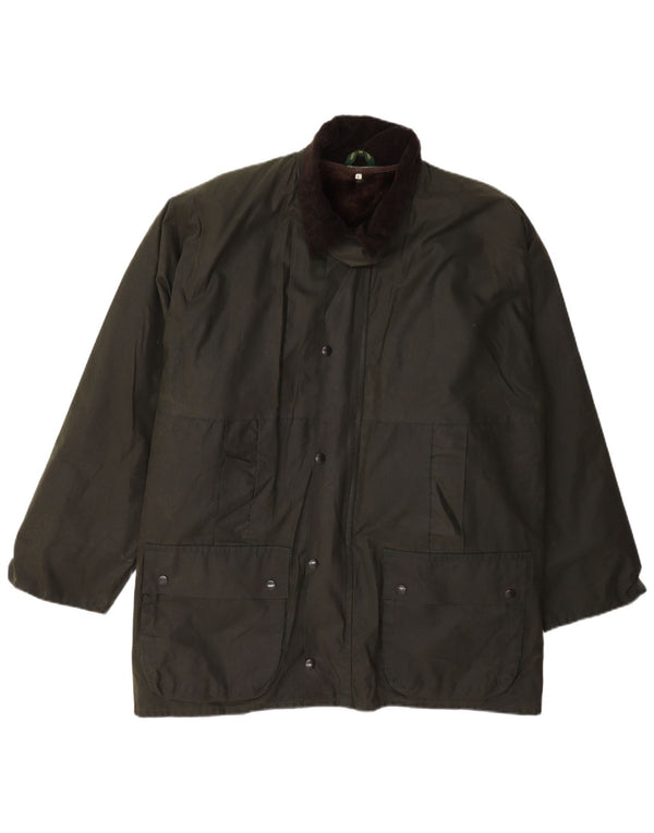Giacca vintage da uomo in cotone cerato UK 40 grande verde