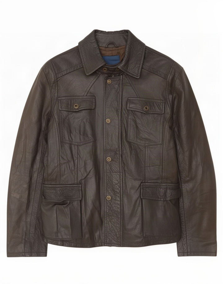 Giacca in pelle vintage da uomo UK 42 XL Marrone