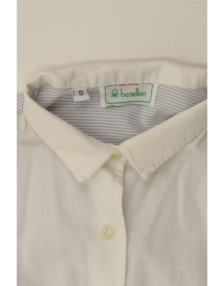 BENETTON Womens Shirt UK 10 Small Blue Pinstripe Cotton Vintage Benetton and Second-Hand Benetton from Messina Hembry 
