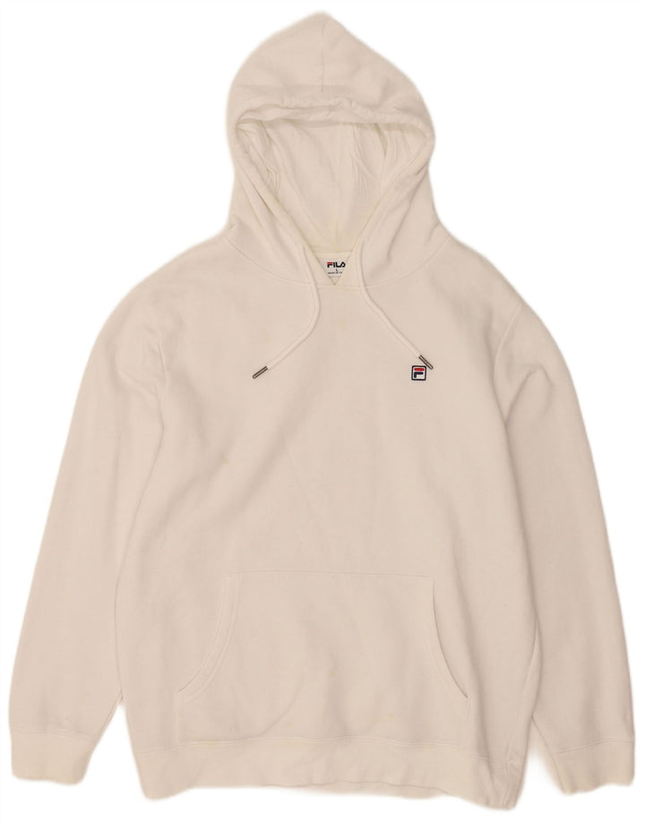 Felpa con cappuccio da uomo Fila grande in cotone bianco
