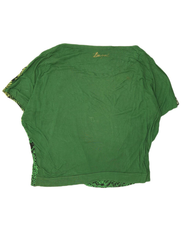 Desigual Donna Camicetta Oversize Top UK 16 Large Verde Paisley Viscosa