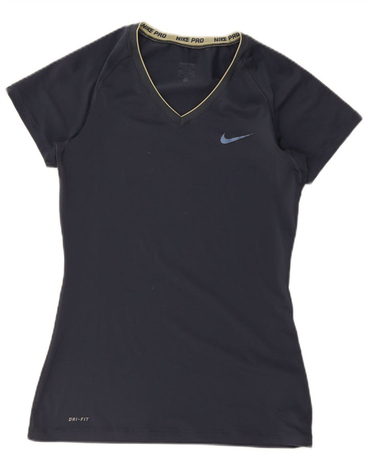 T-shirt da donna Nike Dri Fit Top UK 12 medio blu navy poliestere