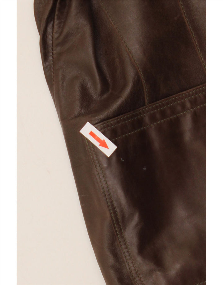 Giacca blazer in pelle da donna a 1 bottone Kello UK 14 Marrone medio