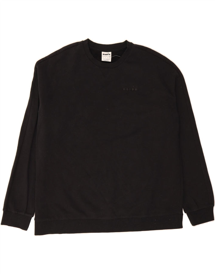 DIADORA Mens Sweatshirt Jumper 2XL Black Cotton Vintage Diadora and Second-Hand Diadora from Messina Hembry 