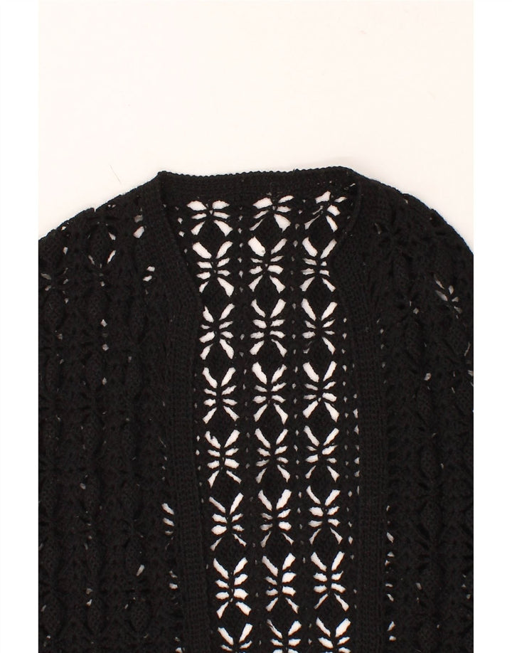 VINTAGE Womens Sleeveless Cardigan Sweater UK 12 Medium Black Vintage Vintage and Second-Hand Vintage from Messina Hembry 