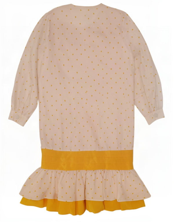 Abito vintage da donna a vita bassa UK 16 Grandi pois multicolori