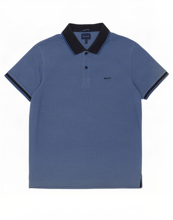 Polo da uomo Gant XL in cotone screziato blu