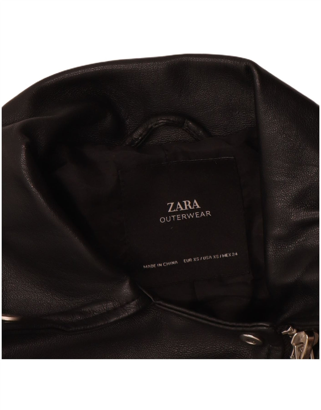 Giacca da motociclista in ecopelle da donna Zara UK 6 XS poliuretano nero