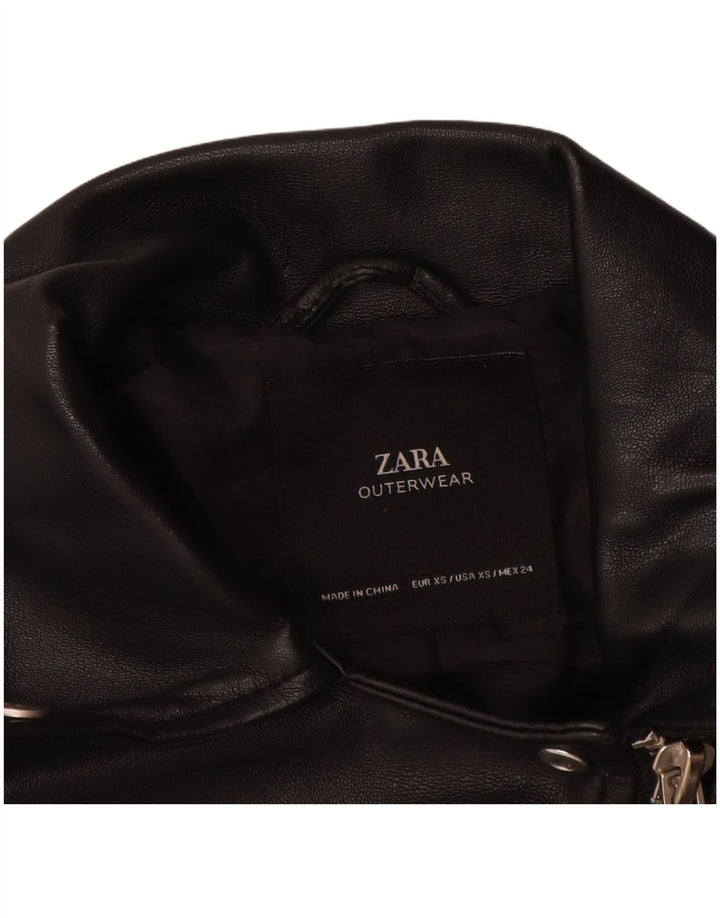 Giacca da motociclista in ecopelle da donna Zara UK 6 XS poliuretano nero