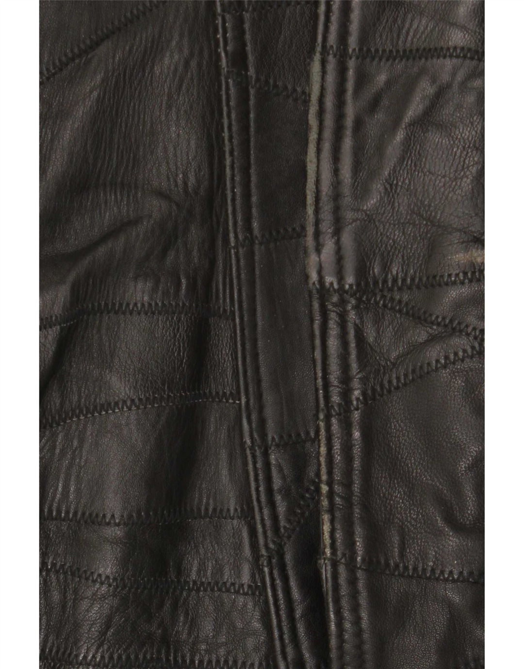 Giacca in pelle grafica da uomo vintage UK 40 grande patchwork nero