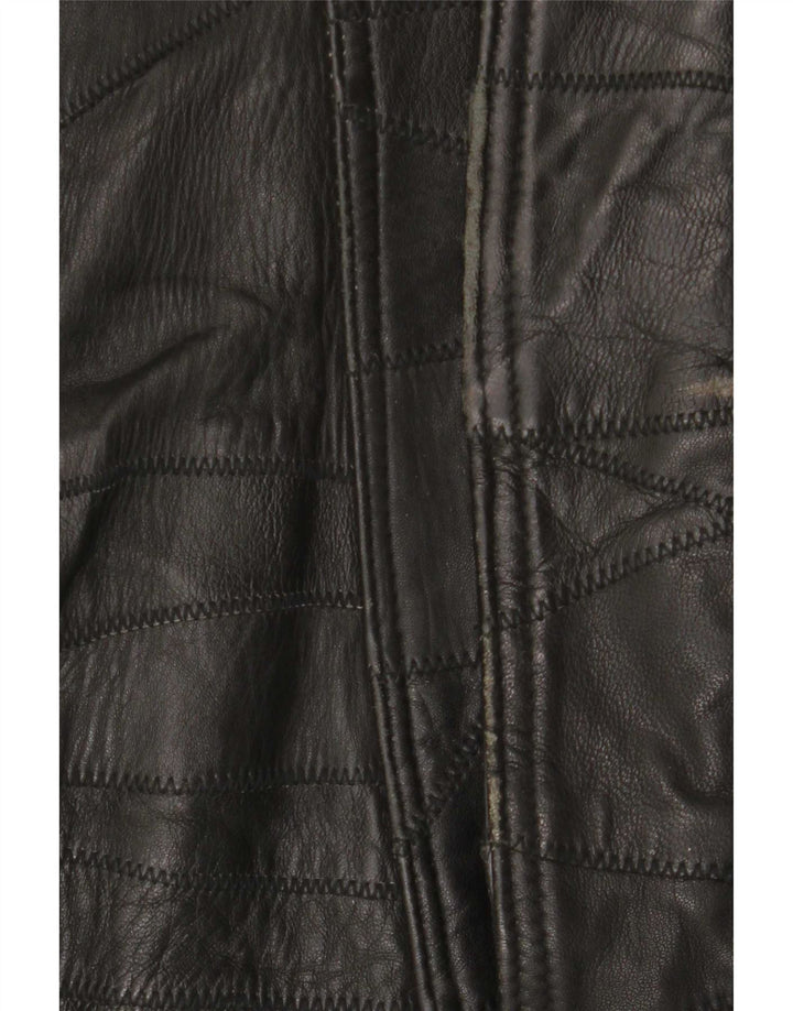 Giacca in pelle grafica da uomo vintage UK 40 grande patchwork nero