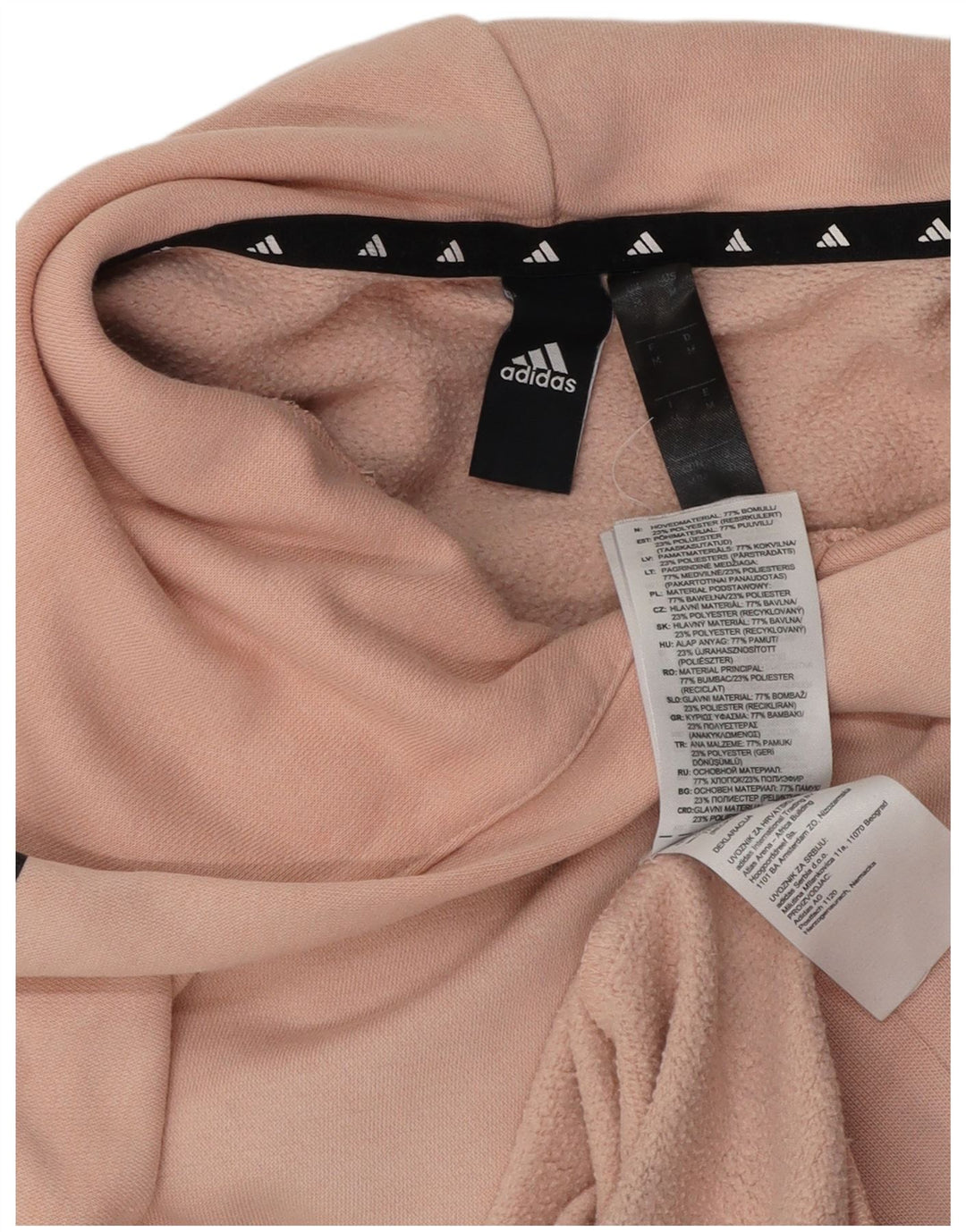 ADIDAS Mens Graphic Hoodie Jumper Medium Pink Cotton