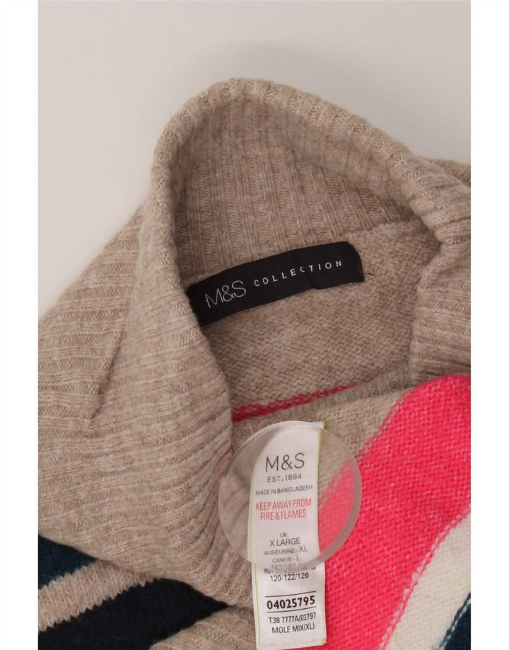 Maglione maglione a collo alto da donna Marks & Spencer UK 18 XL multicolore