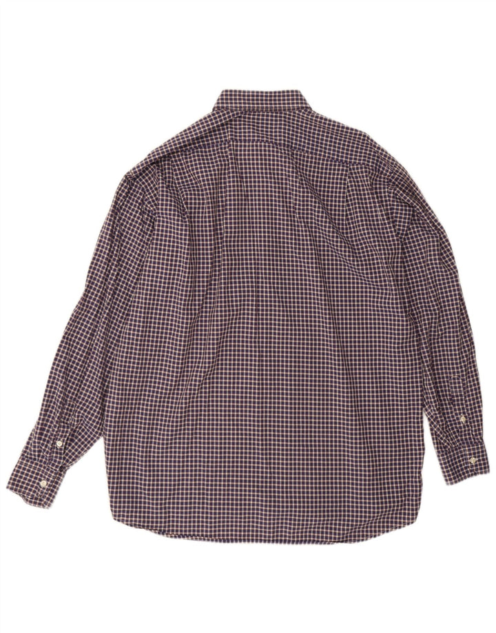 Camicia da uomo Lacoste taglia 42 grande in cotone a quadretti blu navy