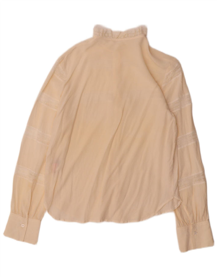 Camicetta camicia vintage da donna EU 38 Seta a righe beige medio