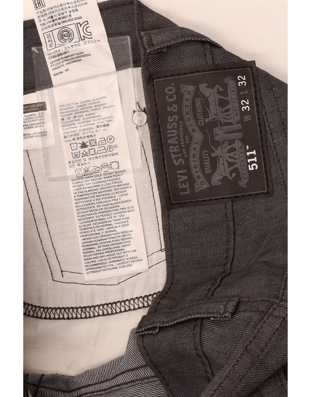 LEVI'S Jeans da uomo 511 slim W32 L32 cotone blu navy