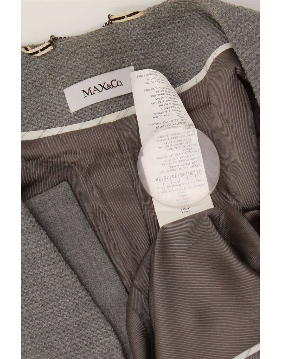 Giacca blazer a 1 bottone da donna Max & Co. UK 6 XS poliestere grigio
