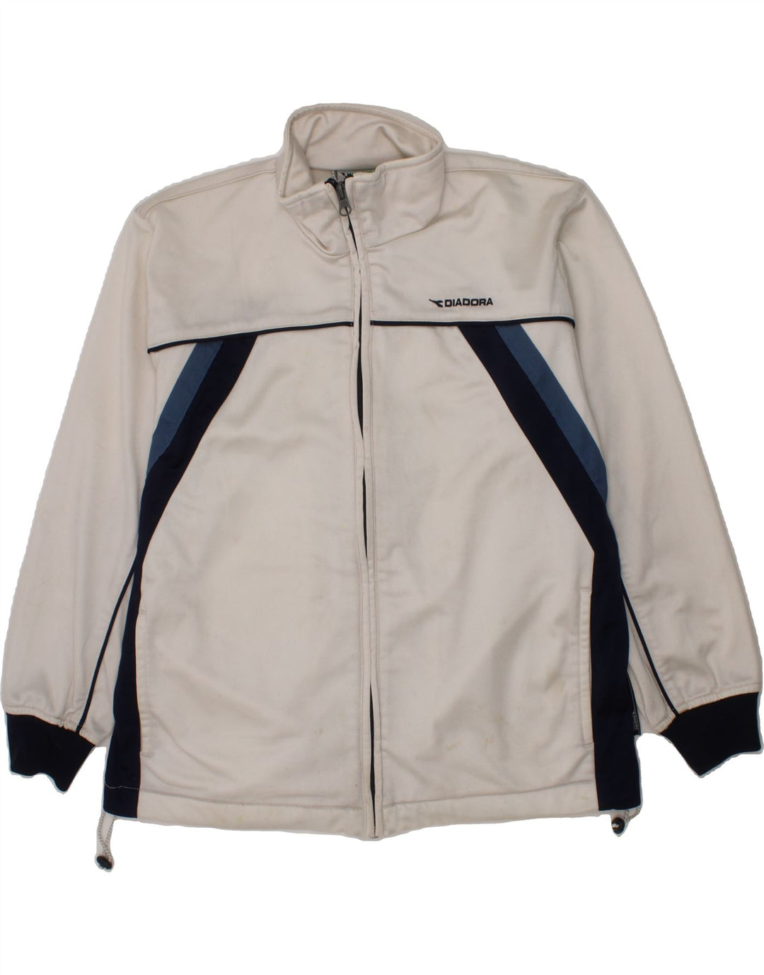 DIADORA Boys Tracksuit Top Jacket 10-11 Years White Colourblock Polyester Vintage Diadora and Second-Hand Diadora from Messina Hembry 