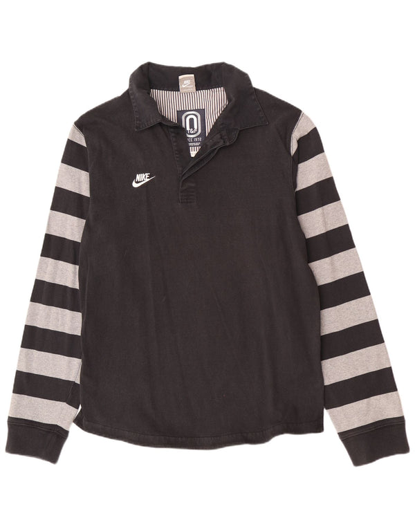 Polo da rugby a maniche lunghe da uomo Nike UK 42/44 Large Black Striped Sports