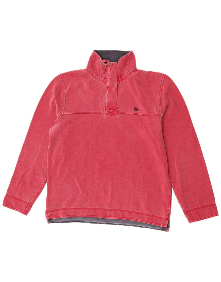 Crew Clothing Felpa con collo con zip da uomo Maglione rosso medio in cotone