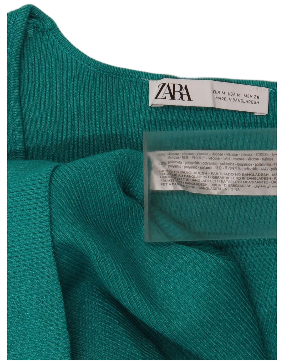 Vestito maxi aderente a maniche lunghe da donna Zara UK 12 Viscosa verde medio