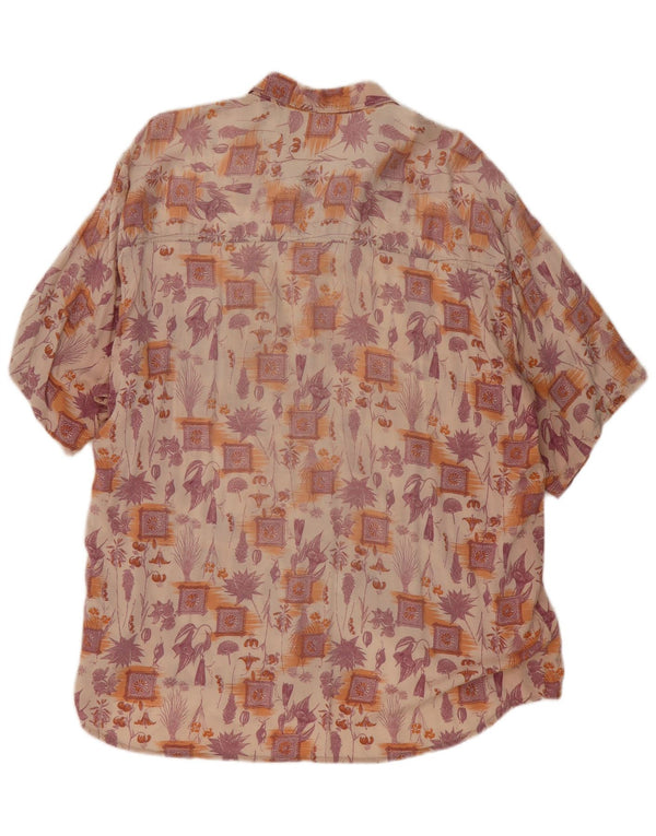 Camicia vintage da uomo a maniche corte XL rosa floreale