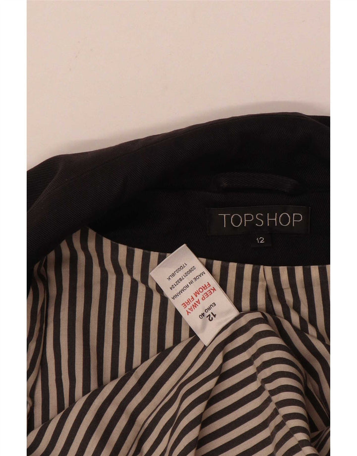Giacca blazer doppiopetto da donna Topshop UK 12 cotone nero medio