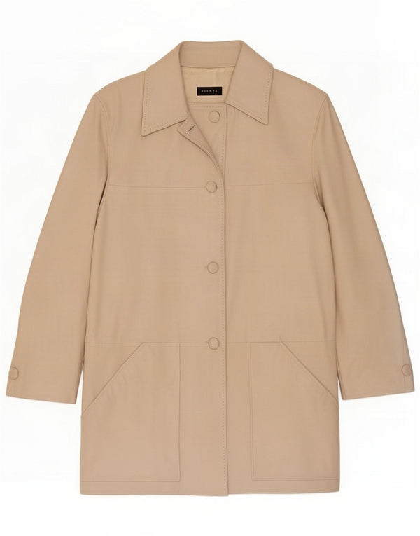 Elekta Womens Leather Coat UK 12 Medium Beige