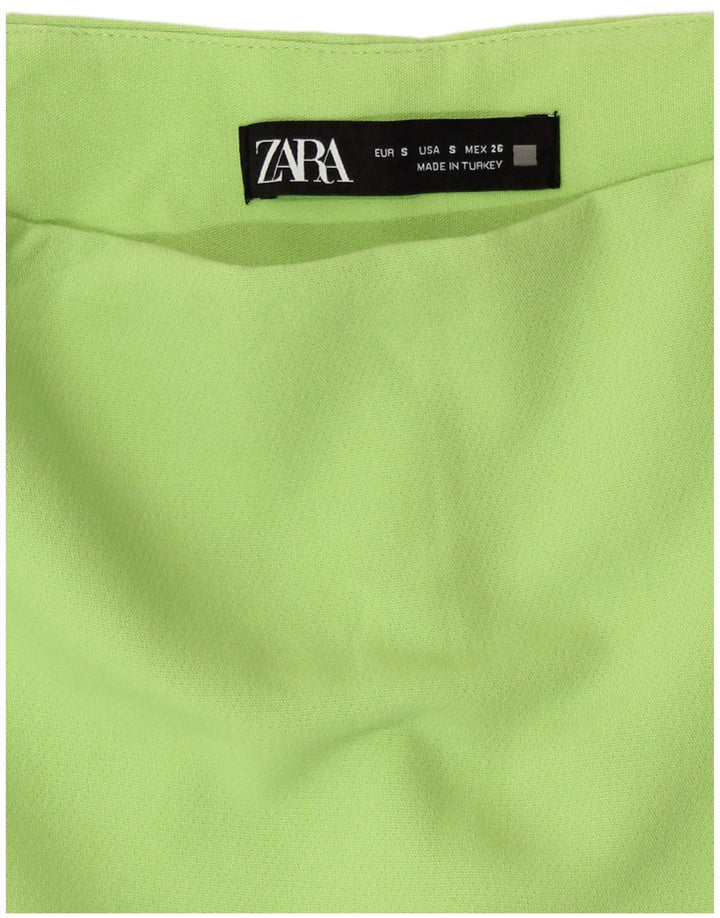 Gonna corta a vita alta da donna Zara UK 8 piccola verde