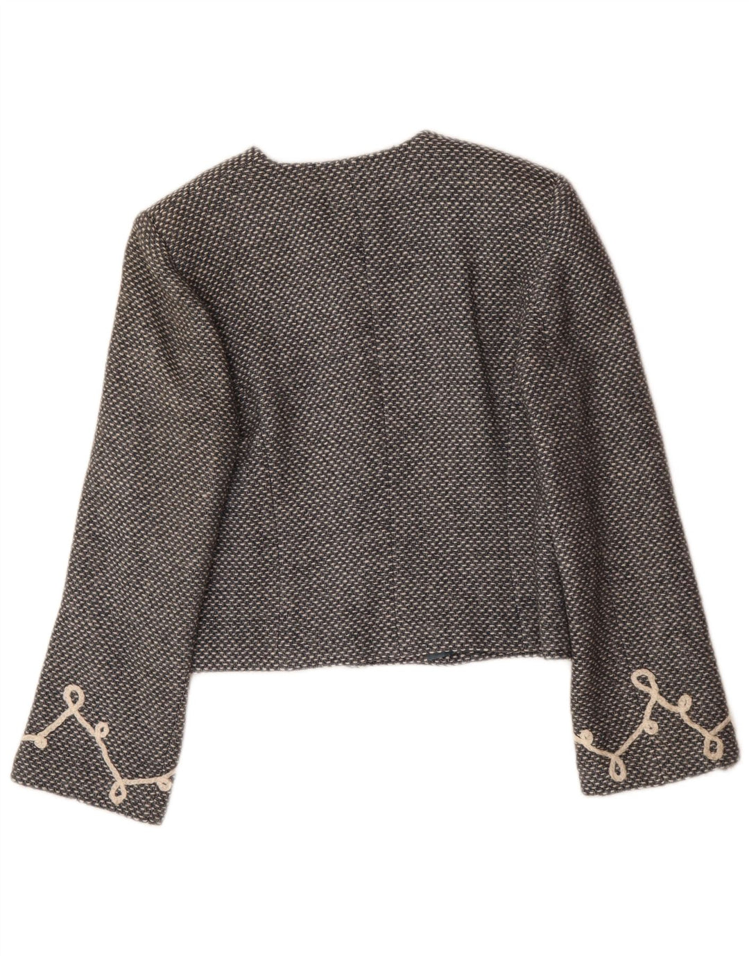 SCORPION Womens Crop 5 Button Blazer Jacket IT 44 Medium Grey Flecked Wool