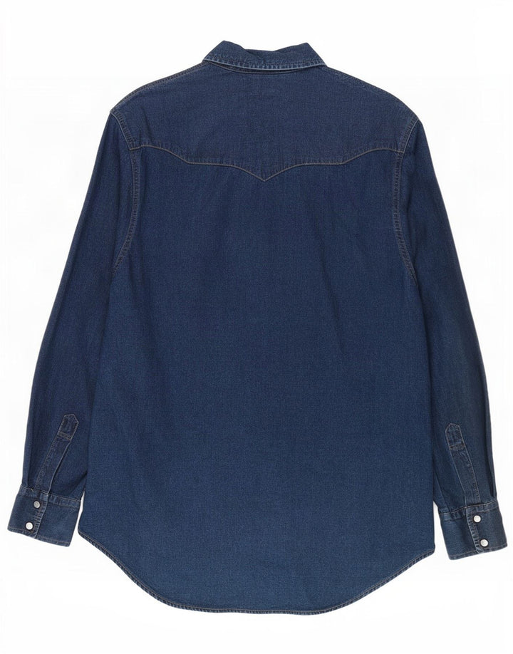Camicia di jeans da uomo Edwin in cotone blu navy medio