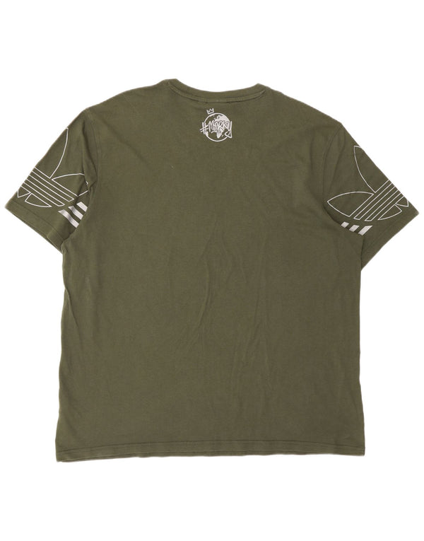 T-shirt grafica da uomo Adidas Top XL in cotone verde