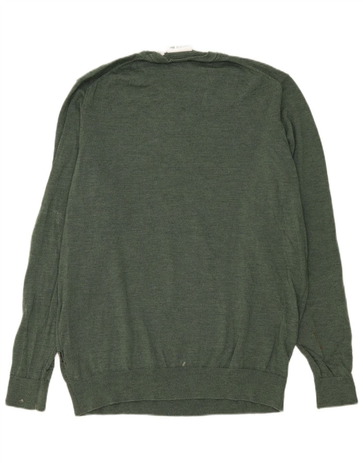 Maglione maglione girocollo da uomo Lacoste taglia 7 2XL lana vergine verde