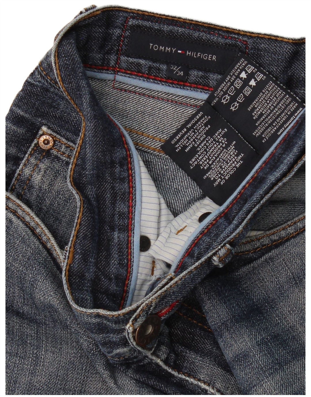 Jeans dritti da uomo Tommy Hilfiger W32 L34 cotone blu